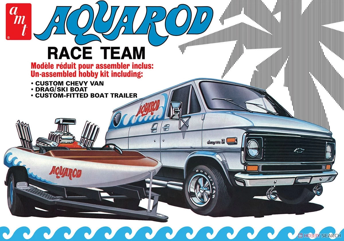AMT 1/25 Aqua Rod Race Team 1975 Chevy Van Boat & Trailer