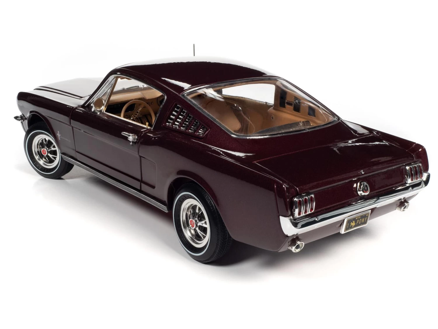 Auto World 1/18 1965 Ford Mustang 2+2 Vintage Burgundy Metallic - Image 2