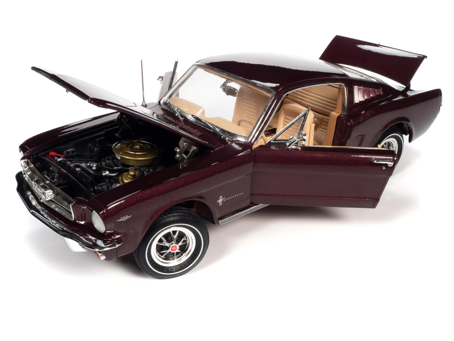 Auto World 1/18 1965 Ford Mustang 2+2 Vintage Burgundy Metallic - Image 3