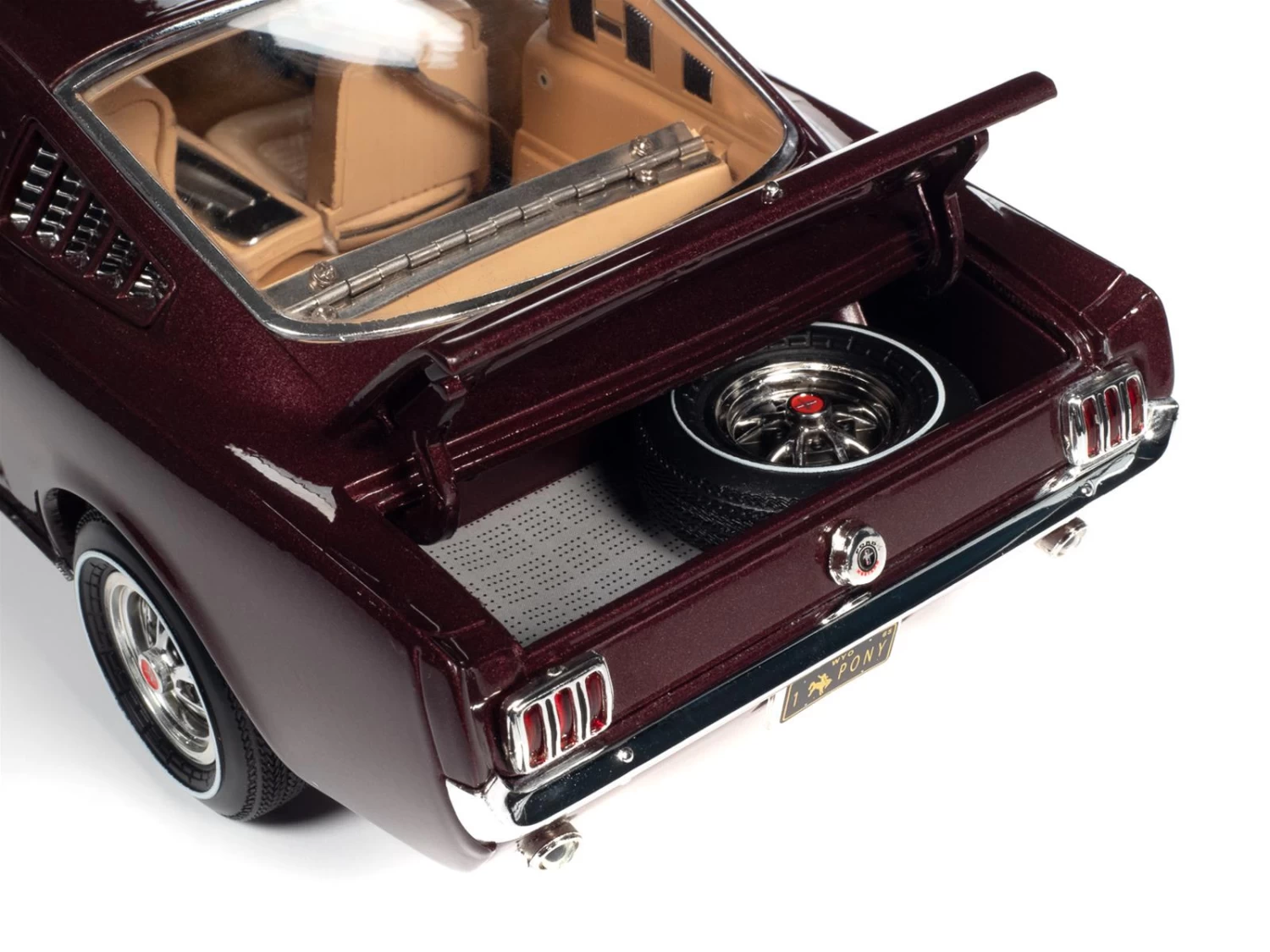 Auto World 1/18 1965 Ford Mustang 2+2 Vintage Burgundy Metallic - Image 5